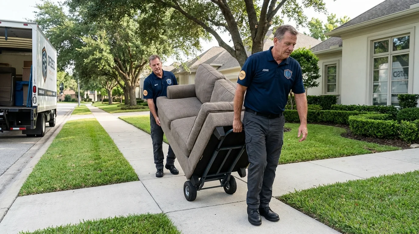 Local residential moving crew loading furniture in Bayside, NY